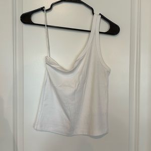 One shoulder white Aerie medium tank